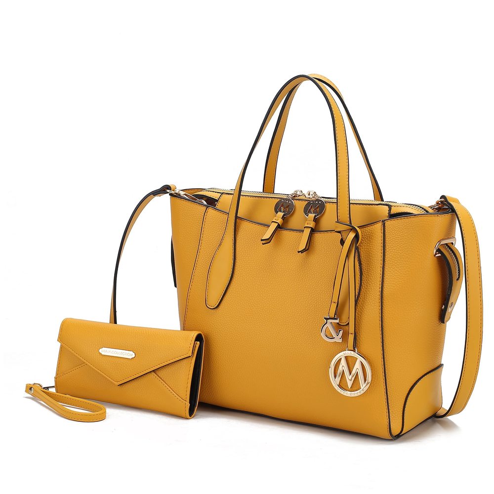 Tote Bag With Wristlet Wallet, Vegan Leather Top-Handle Shoulder :D